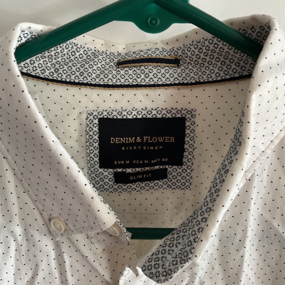 Denim & Flower - Ricky Singh - Button Down Long Sleeve Shirt - White & Black - M - Picture 3 of 14